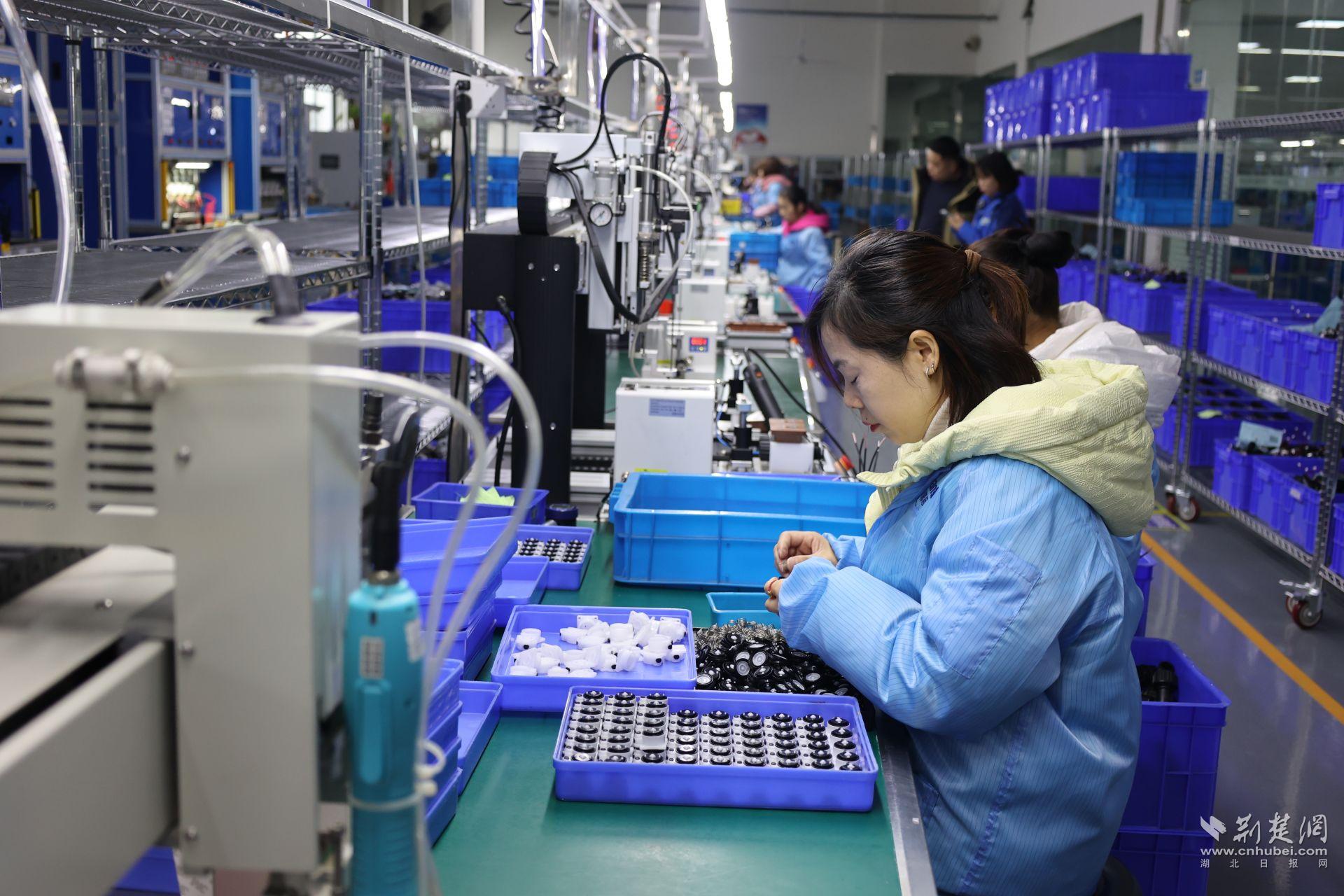 湖北創(chuàng)偲諾電氣科技股份有限公司生產(chǎn)車間，工人們趕制訂單。（通訊員 周珍珍 攝）.JPG.JPG